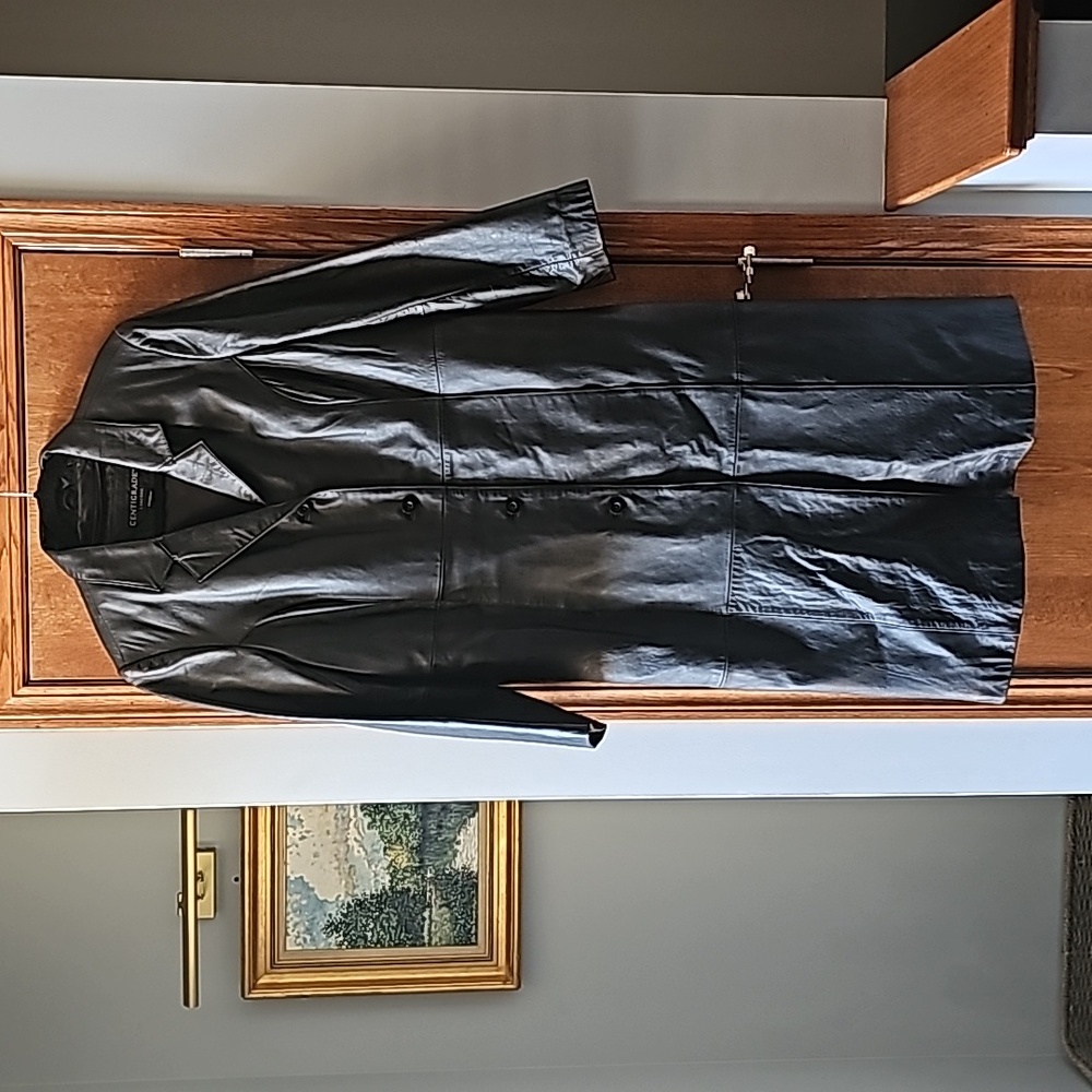 Leather Vintage Long Trench Coat
